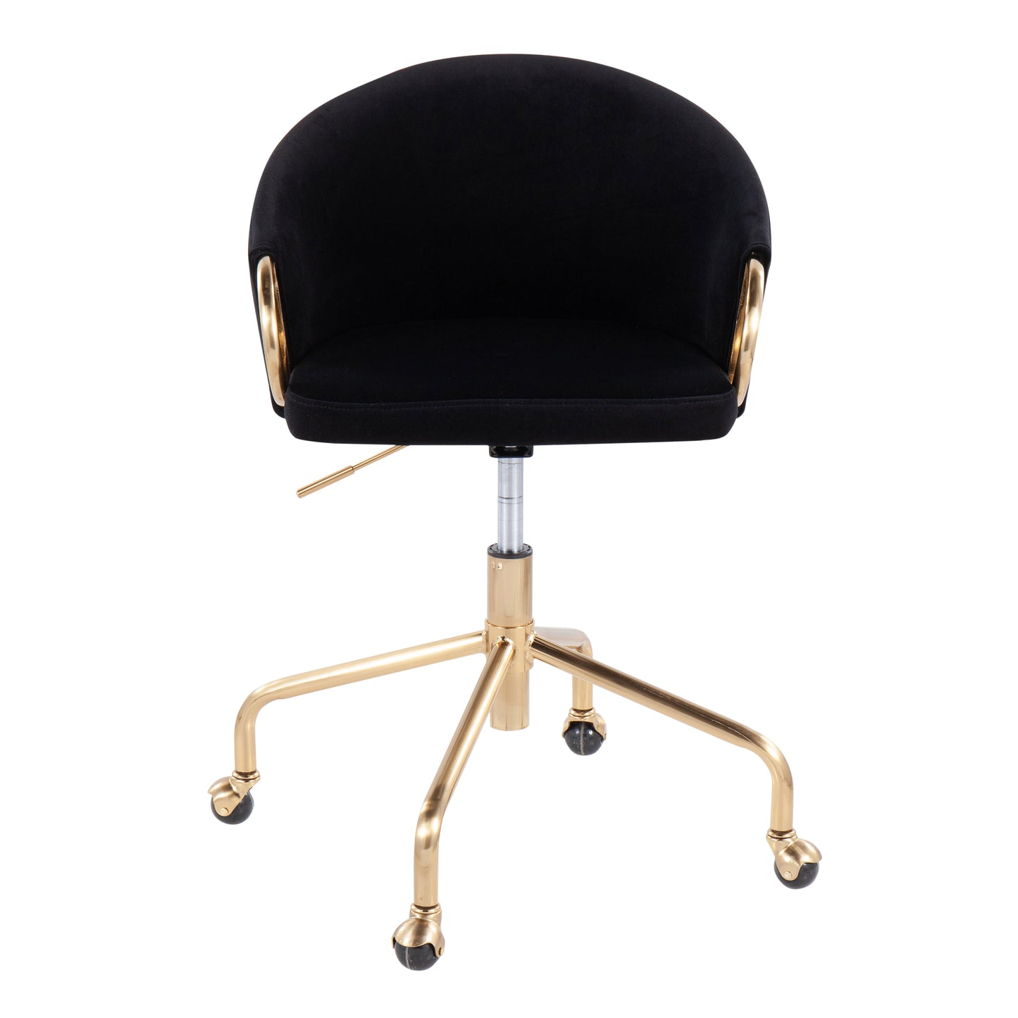 Task Chair in Gold Metal and Black Velvet