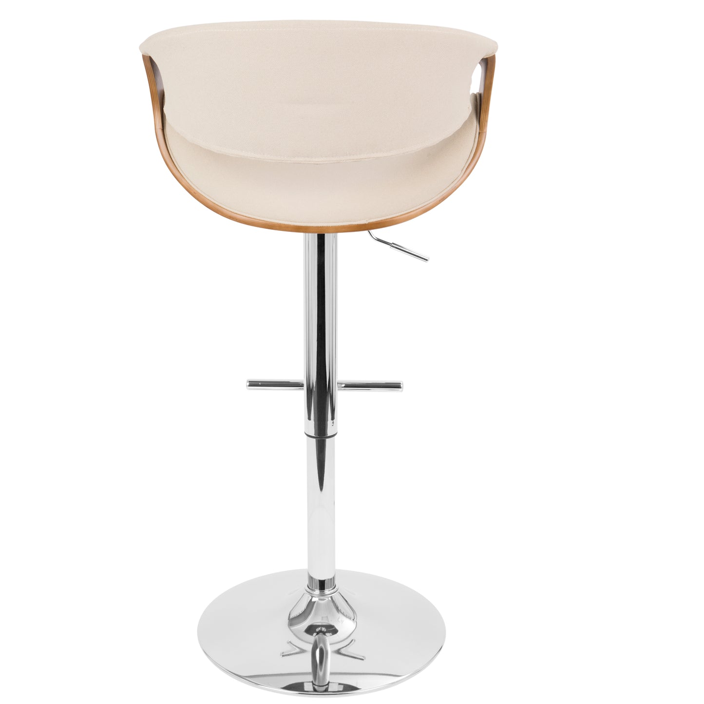 Cream Fabric Bar Stools Set of 3 - Mid-Century Style