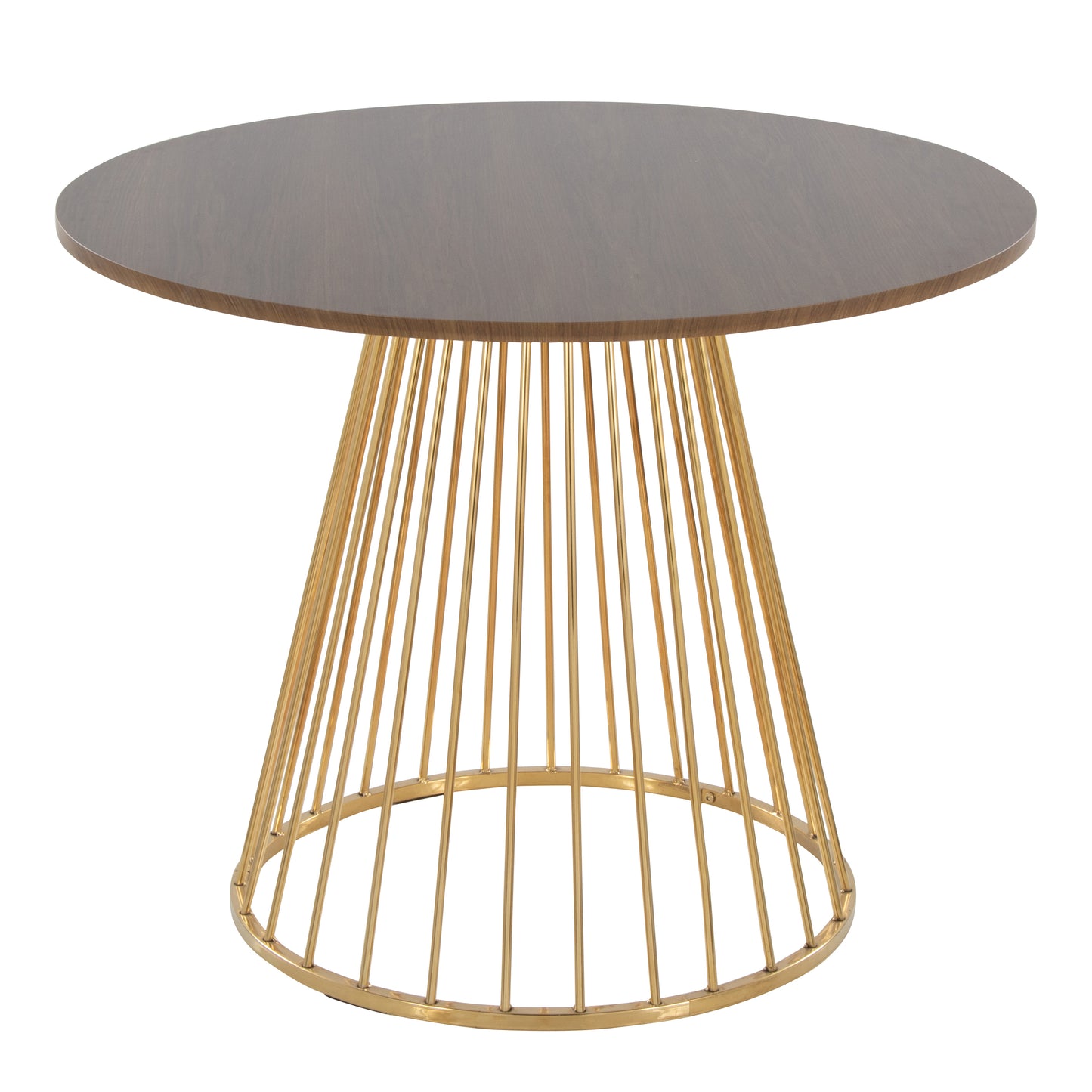 Contemporary Dining Table in Gold Metal and Walnut Wood