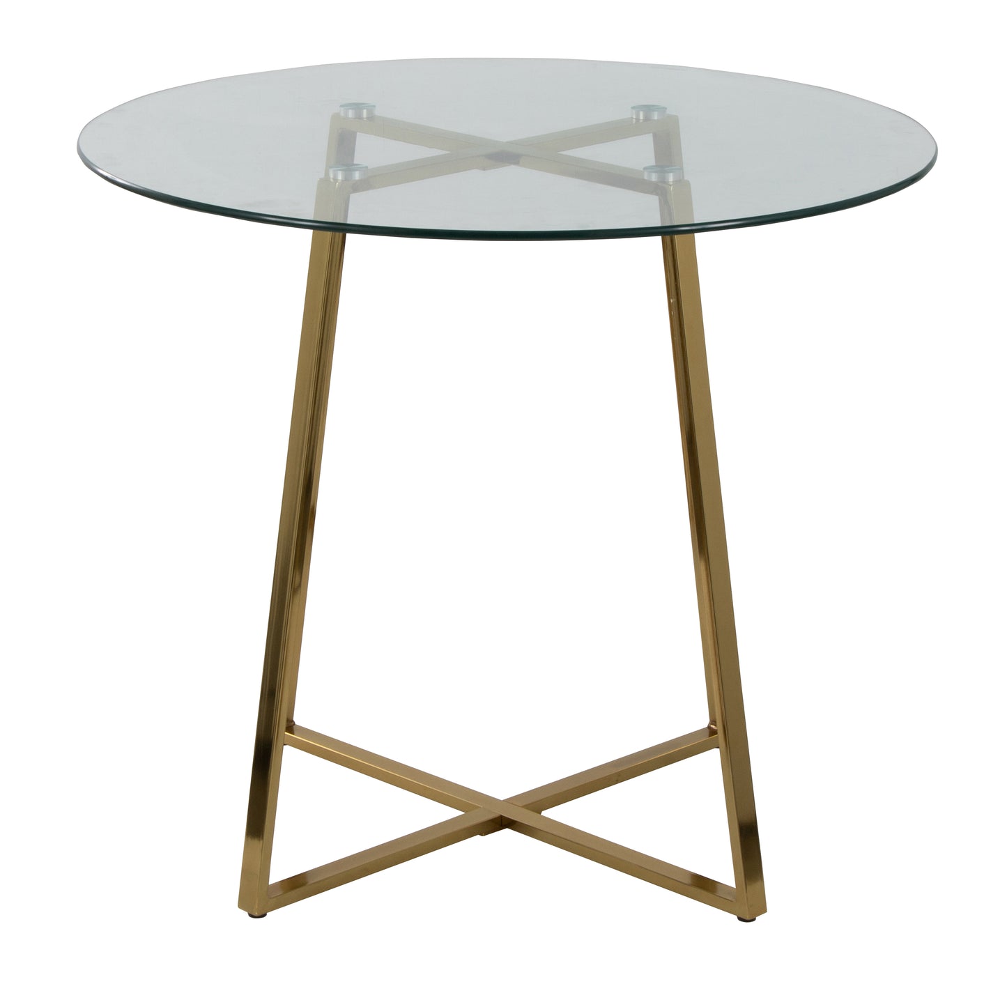 Dinette Table in Gold Metal and Clear Tempered Glass