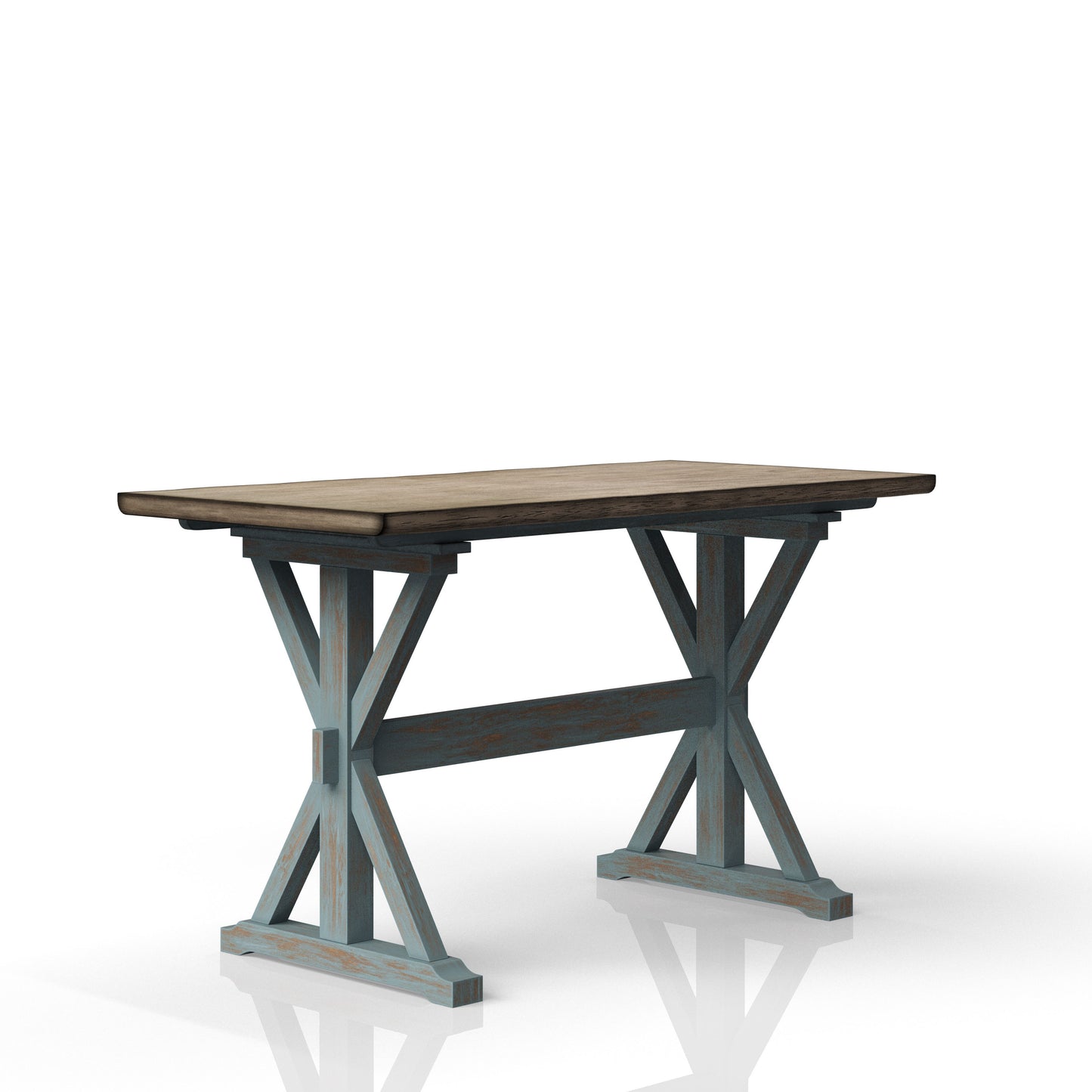 Aqua Blue Solid Wood Dining Table - Counter Height for Dining Room