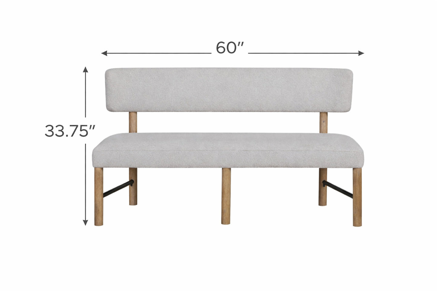 Upholstered Dining Bench - White, English Knotty Oak Finish