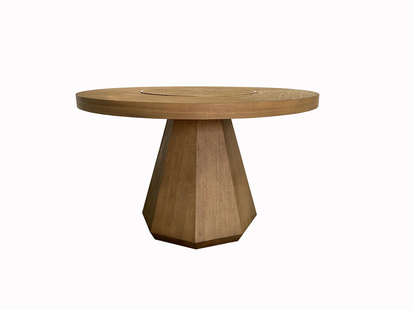 Light Brown Solid Wood Round Dining Table - 54 Inch