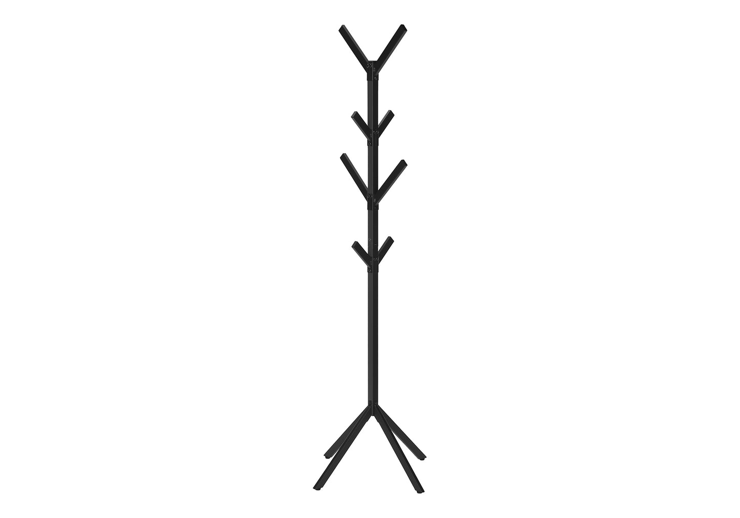 Coat Rack, Hall Tree, Free Standing, 8 Hooks, Entryway, 70"h, Bedroom, Black Metal, Contemporary, Modern