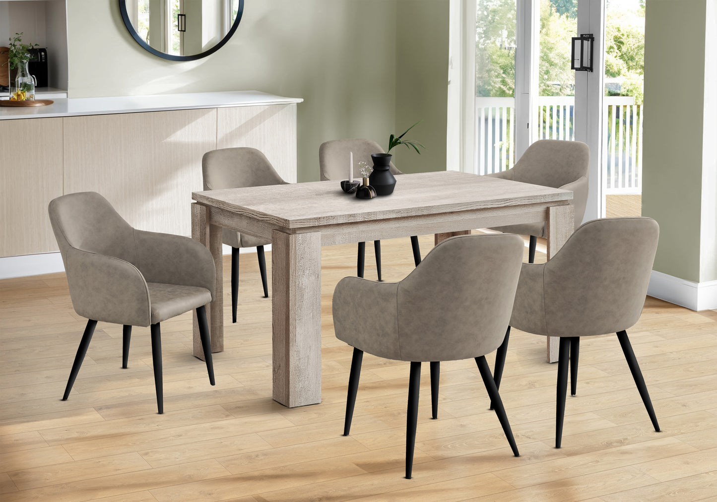 Dining Table, 60" Rectangular, Kitchen, Dining Room, Beige Laminate, Contemporary, Modern