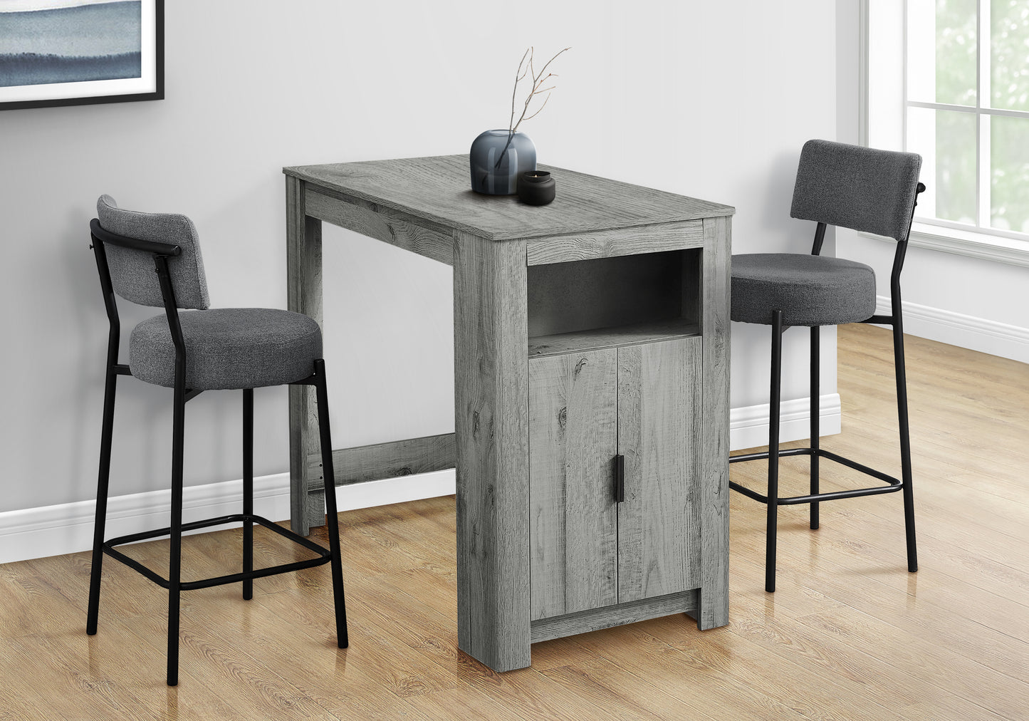Dining Table, 48" Rectangular, Counter Height, Kitchen, Small, Storage, Grey Laminate, Contemporary, Modern