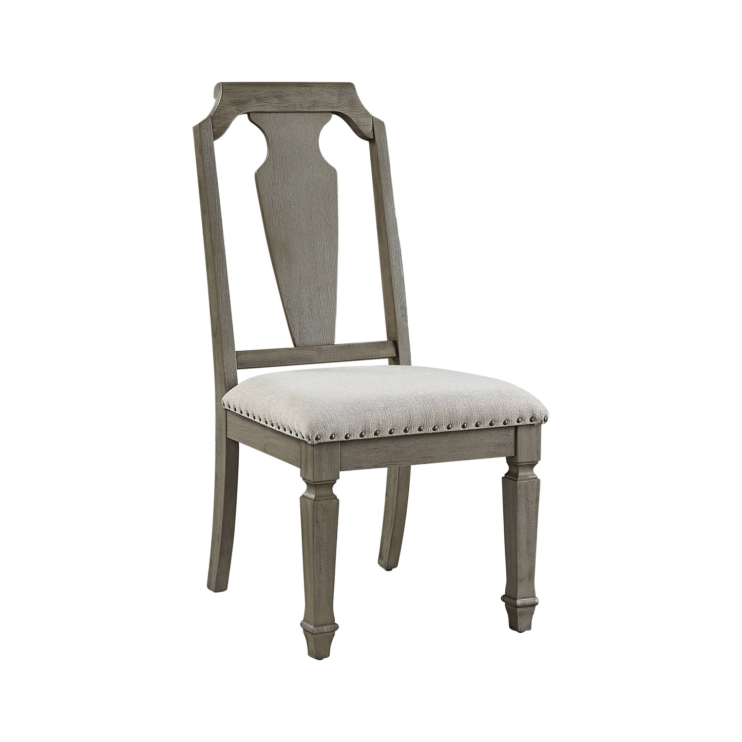 Zumala Beige Linen & Weathered Oak Finish Side Chair (Set of 2)