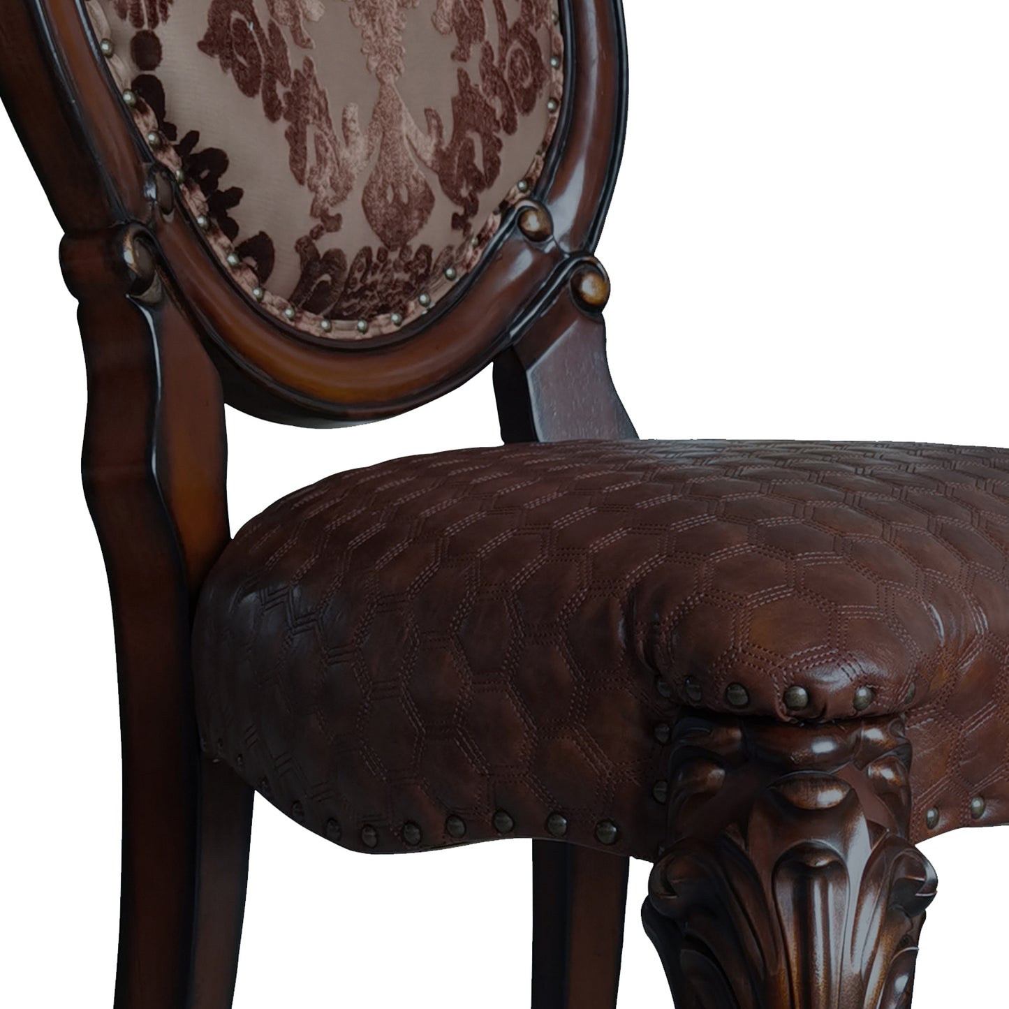Cherry Synthetic Wood Dining Chairs with Padded Seats