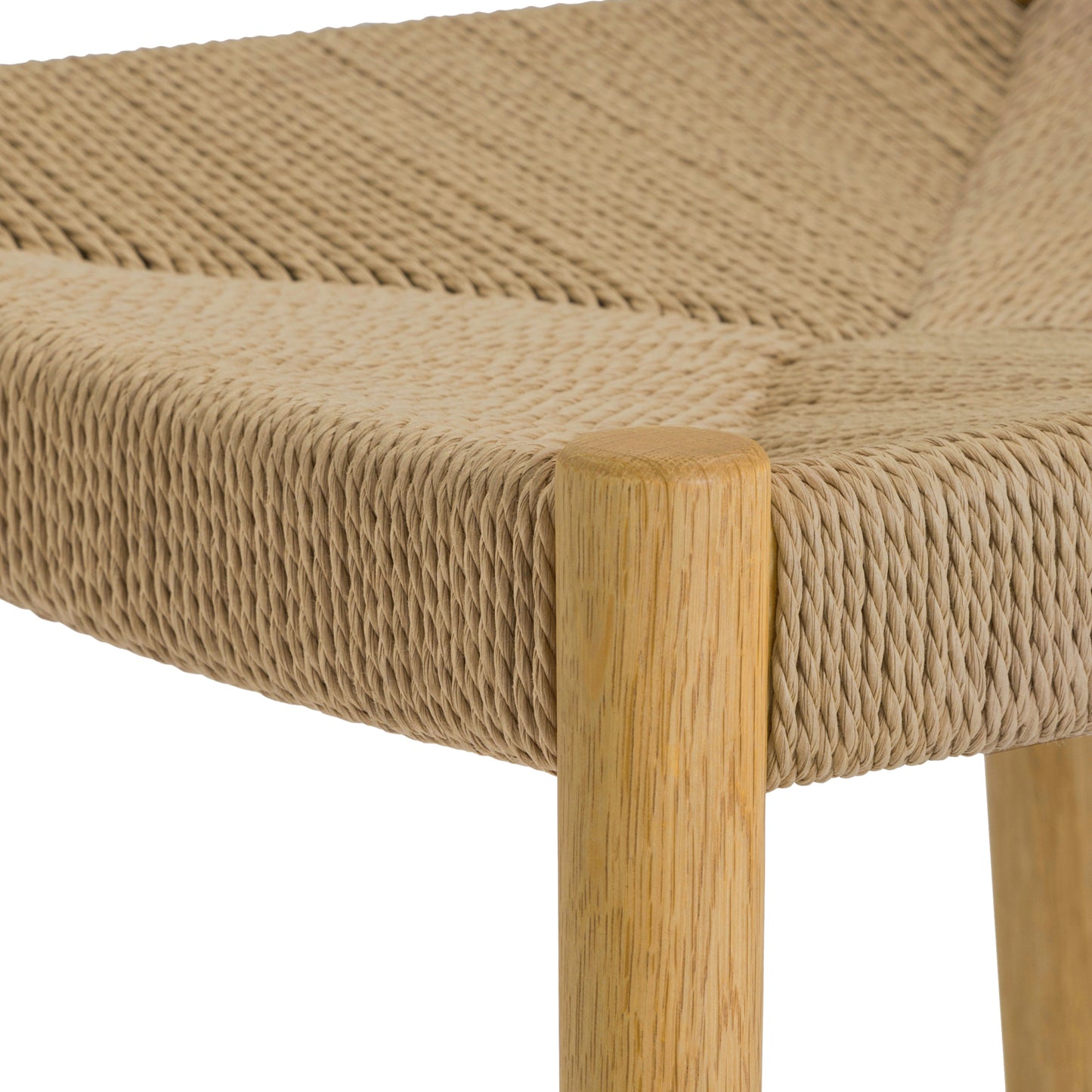 Brown Oak Dining Chair with Woven Paper Cord Seating