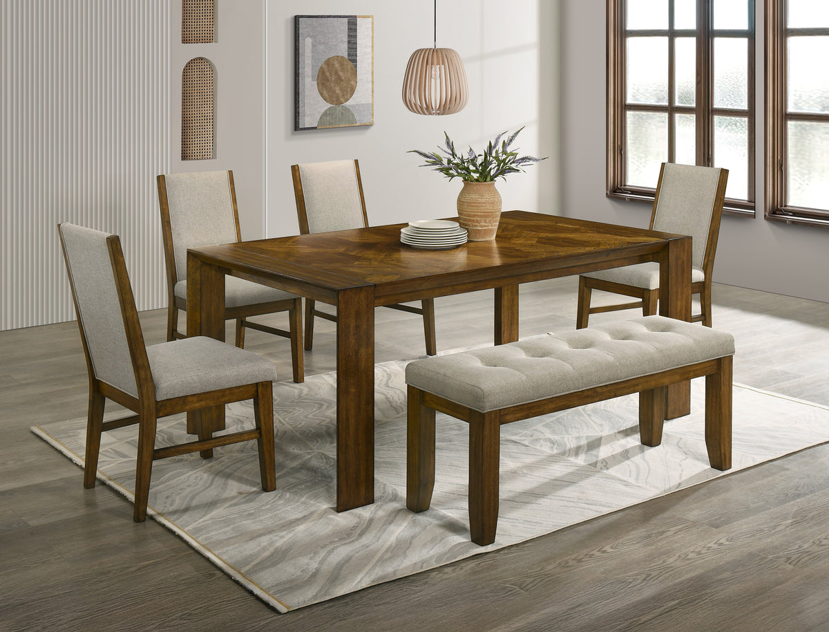 Brown Fabric Dining Chairs Set of 2 Traditional Style