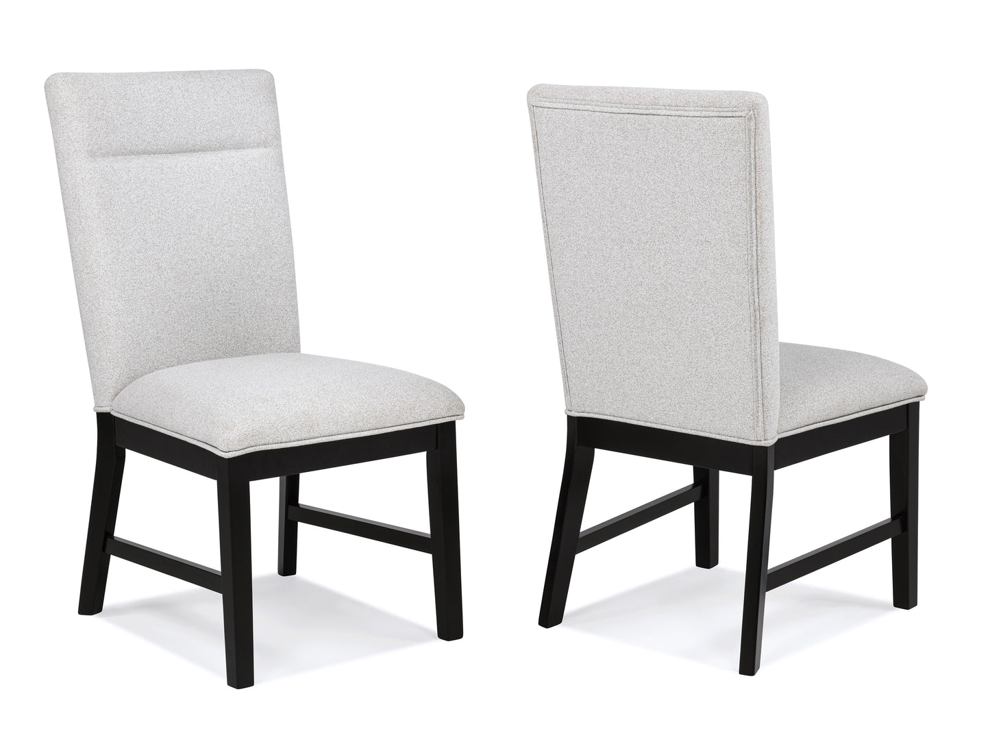 2pc Light Gray Upholstered Chairs Soft Neutral Tone Dark Finish Legs Wooden Dining Room Furniture