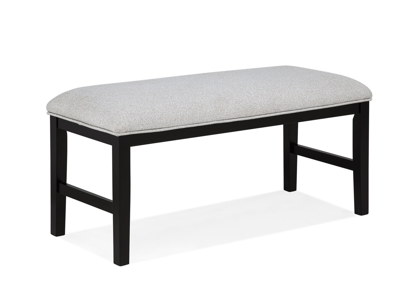1pc Light Gray Upholstered Bench Soft Neutral Tone Dark Finish Legs Wooden Dining Room Furniture