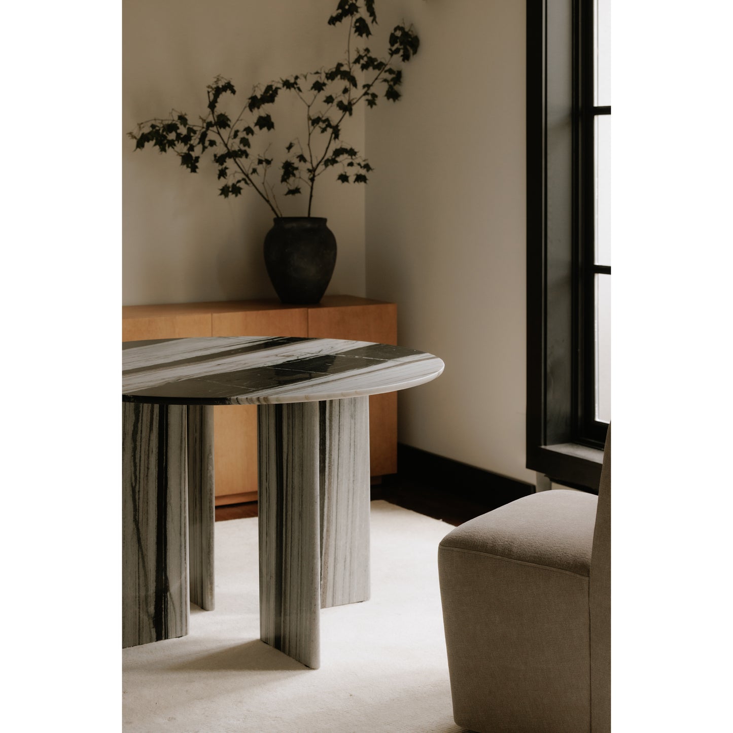 Round Marble Dining Table for Dining Room Decor, Seats Four