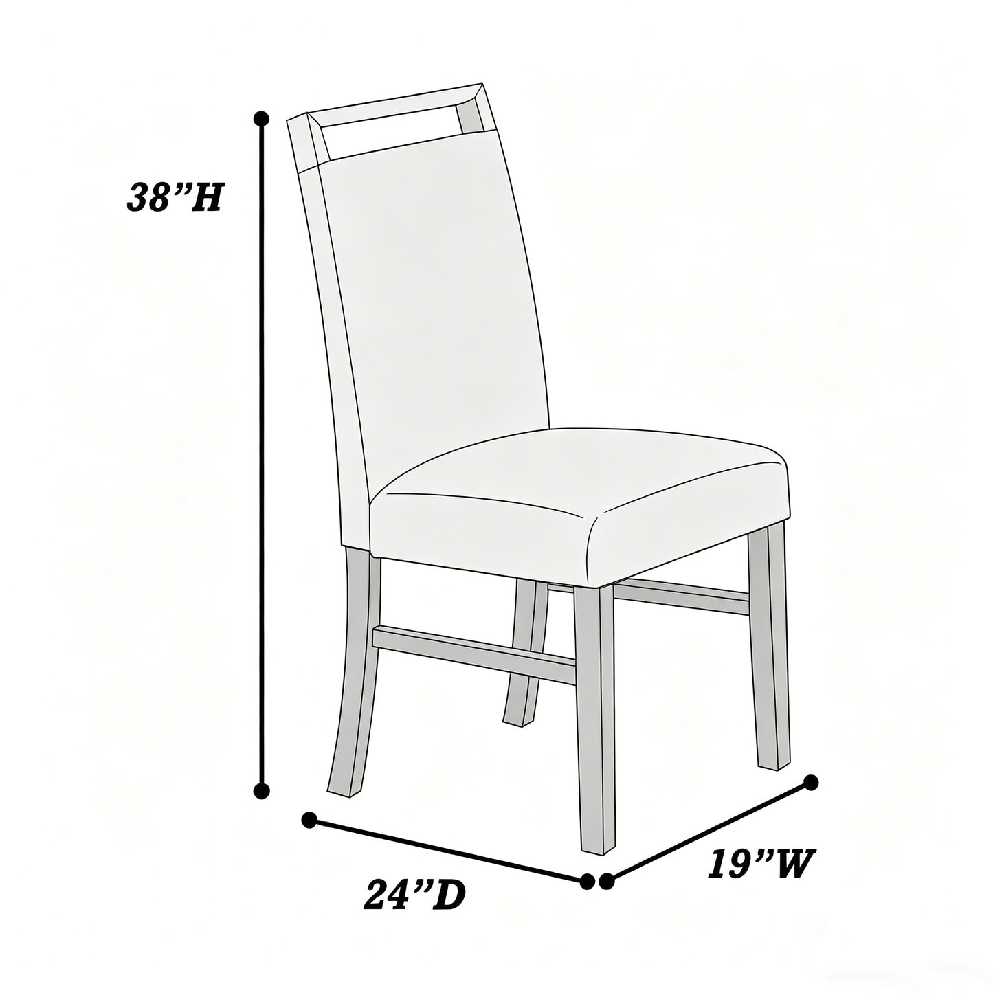 Charcoal Rubberwood Dining Chairs Set of 2 with Wood Handles