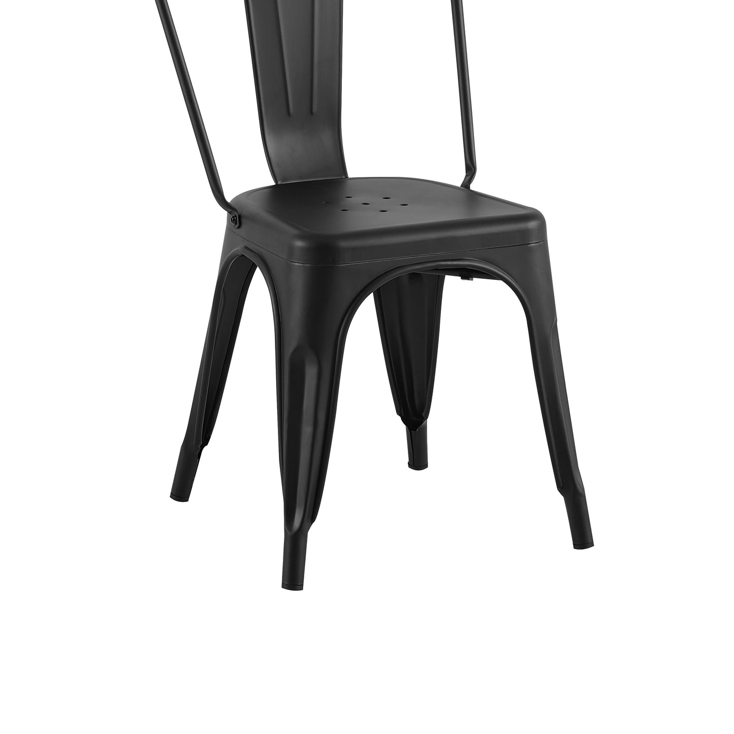 Set of 2 Matte Black Dining Chairs - Metal Bar Stools