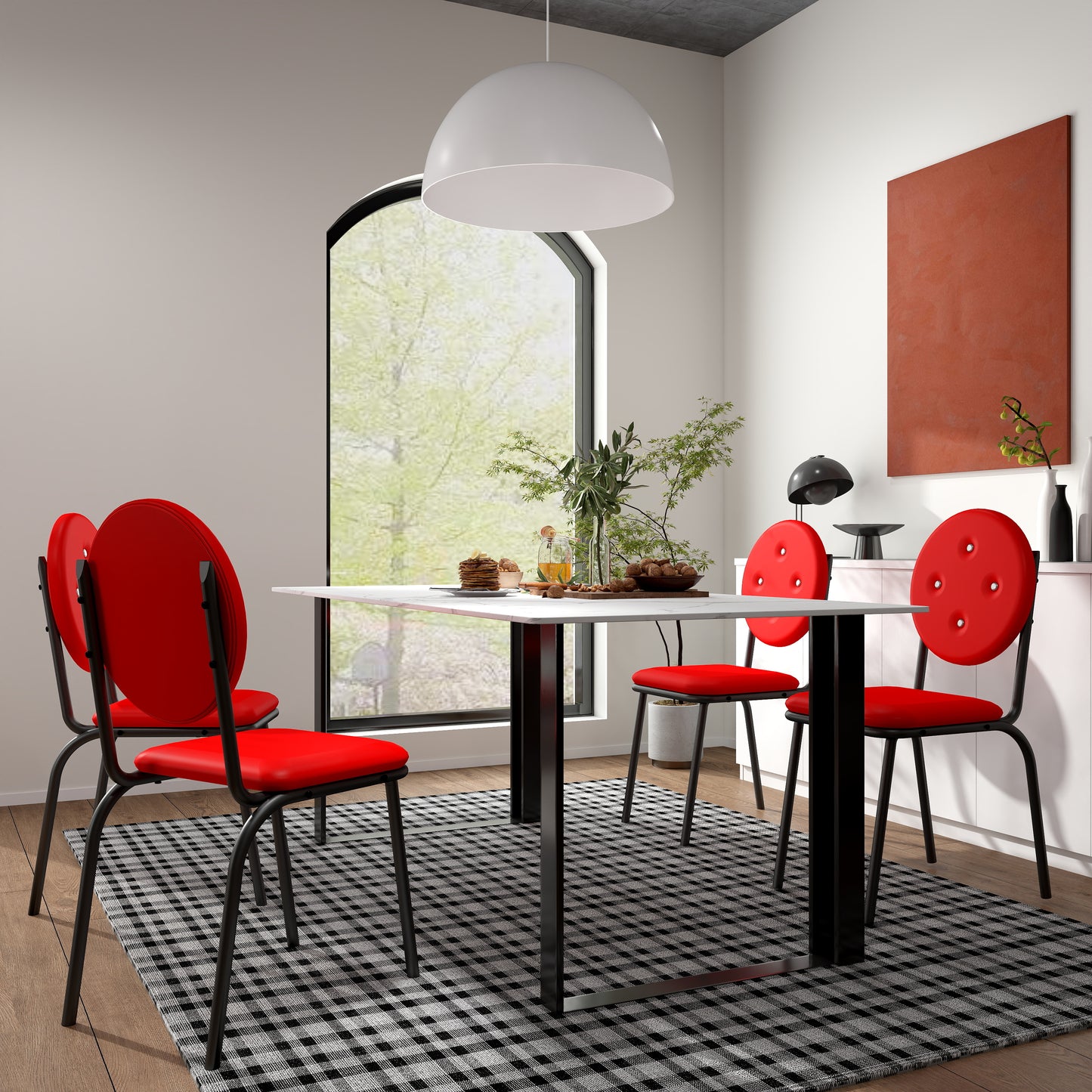4-piece bar stools, faux leather dining chairs with waterproof surface and metal legs, easy to assemble, suitable for kitchen, dining room and living room