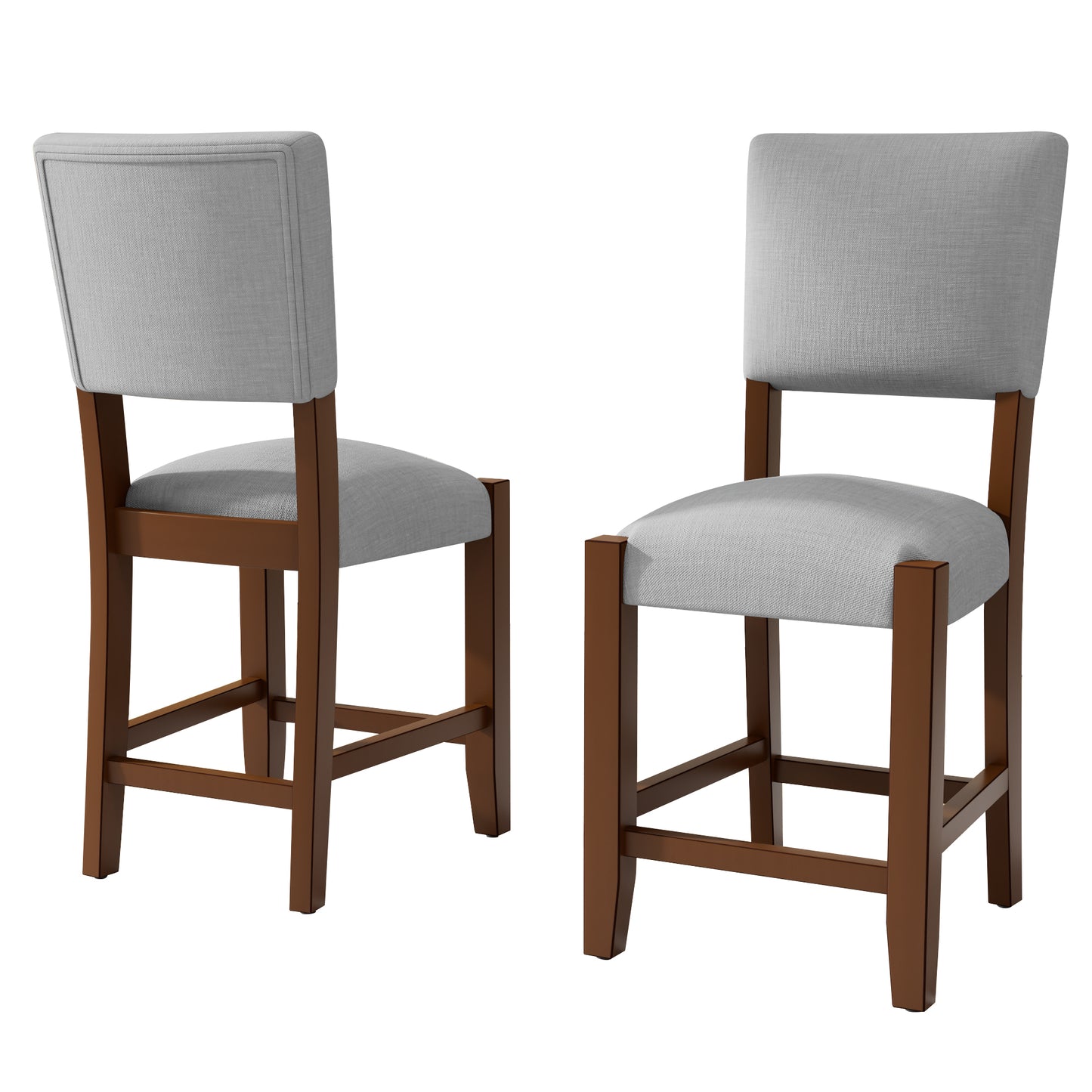 Mid-Century Modern Grey Rubberwood Bar Stools for Kitchen and Dining Rooms