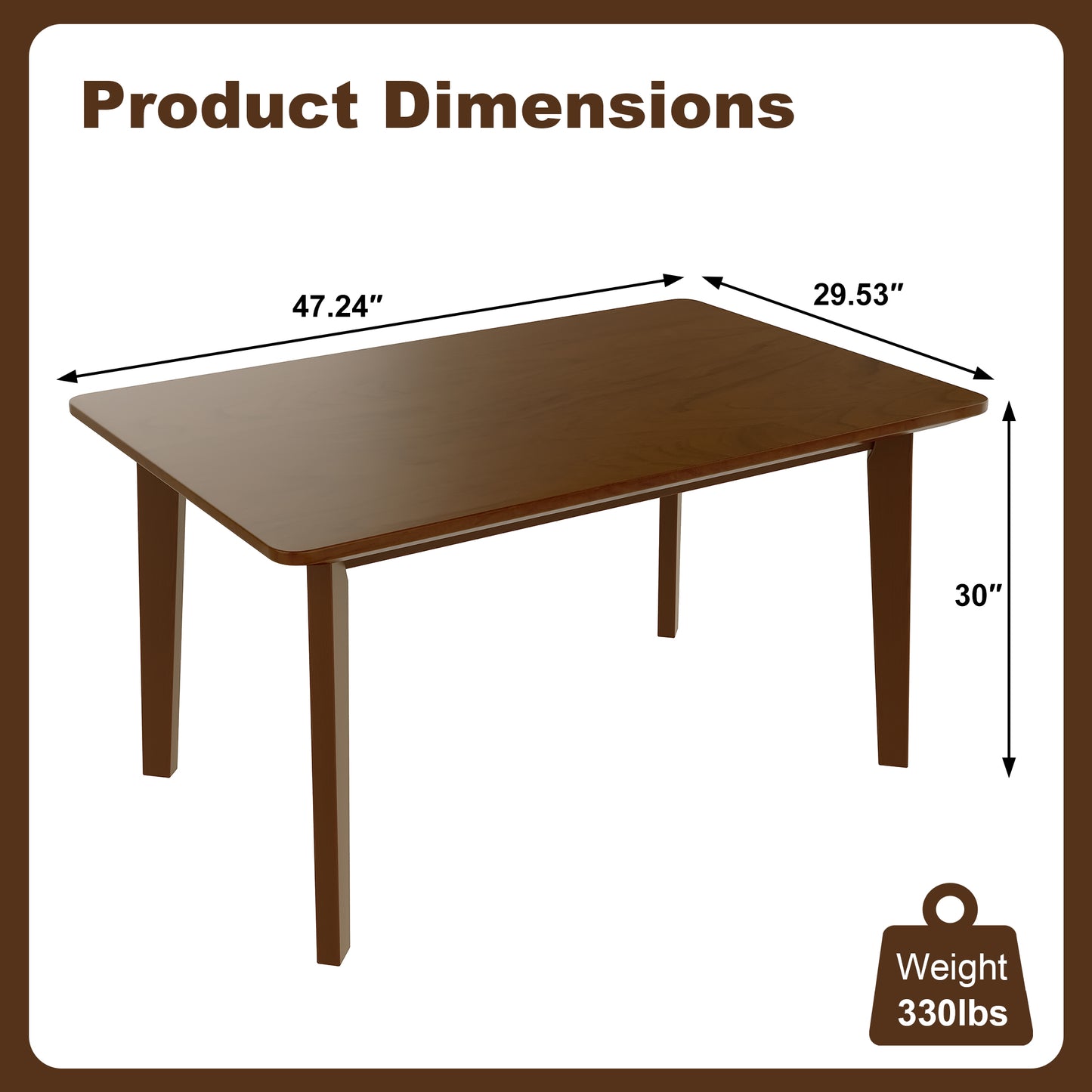 Walnut Farmhouse Dining Table - Seats 4, Retro Style for Dining Room