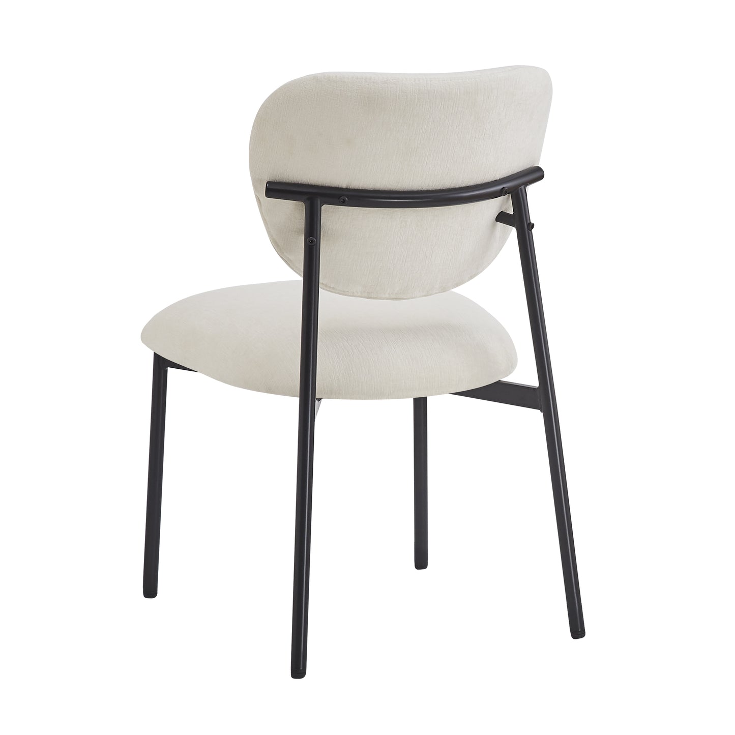 Upholstered Dining Chairs - Set of 2, Beige & Black Fabric