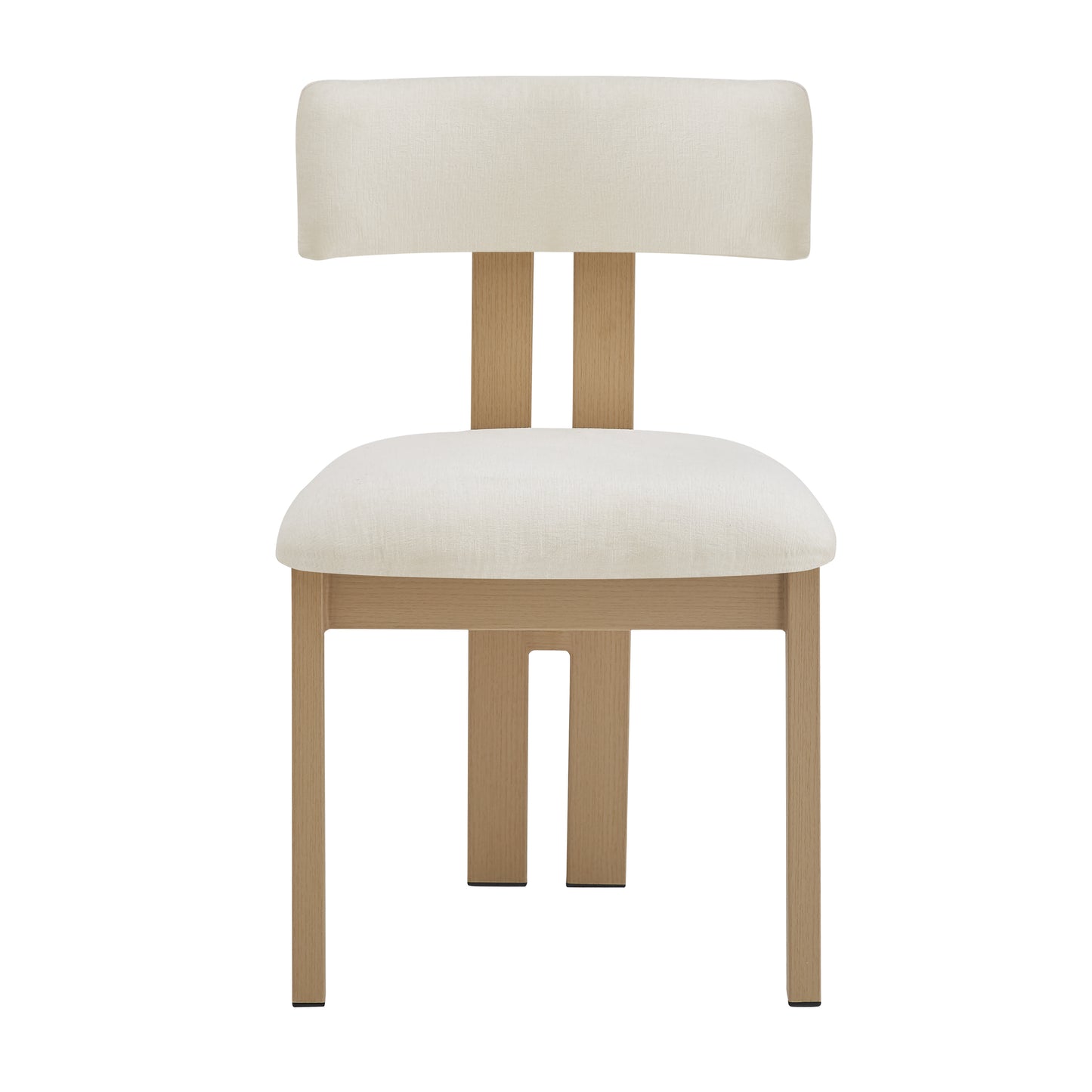 Beige Fabric Dining Chairs Set of 2 - Metal Legs