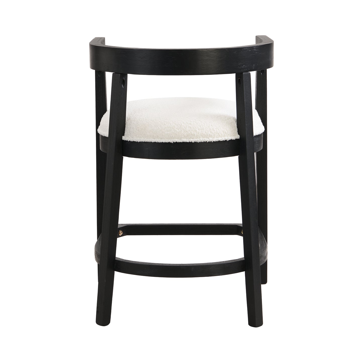 Beige Black Counter Stool Set of 2 - Rubberwood Dining Chairs for Dining Room