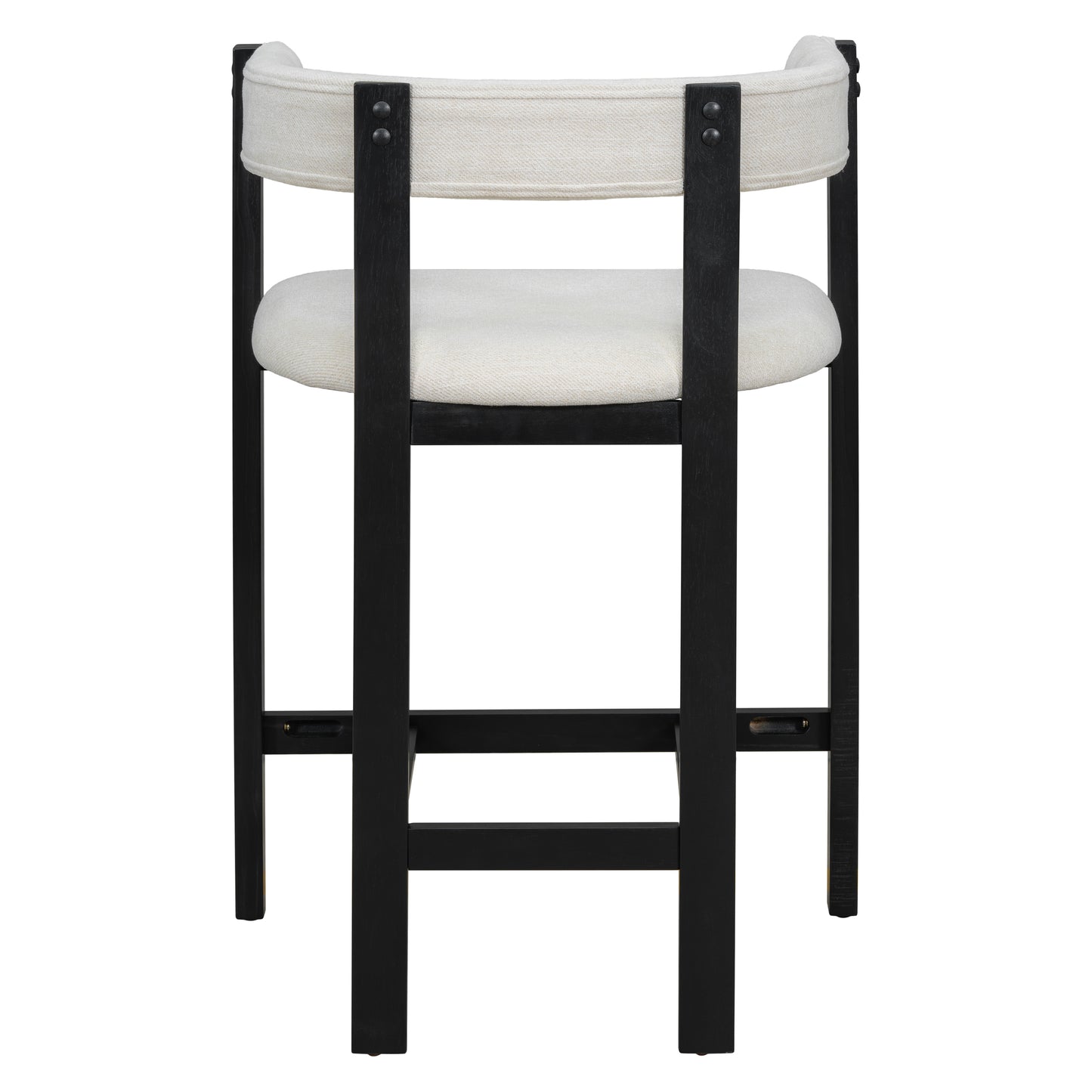 Beige Black Round Bar Stools Set of 2