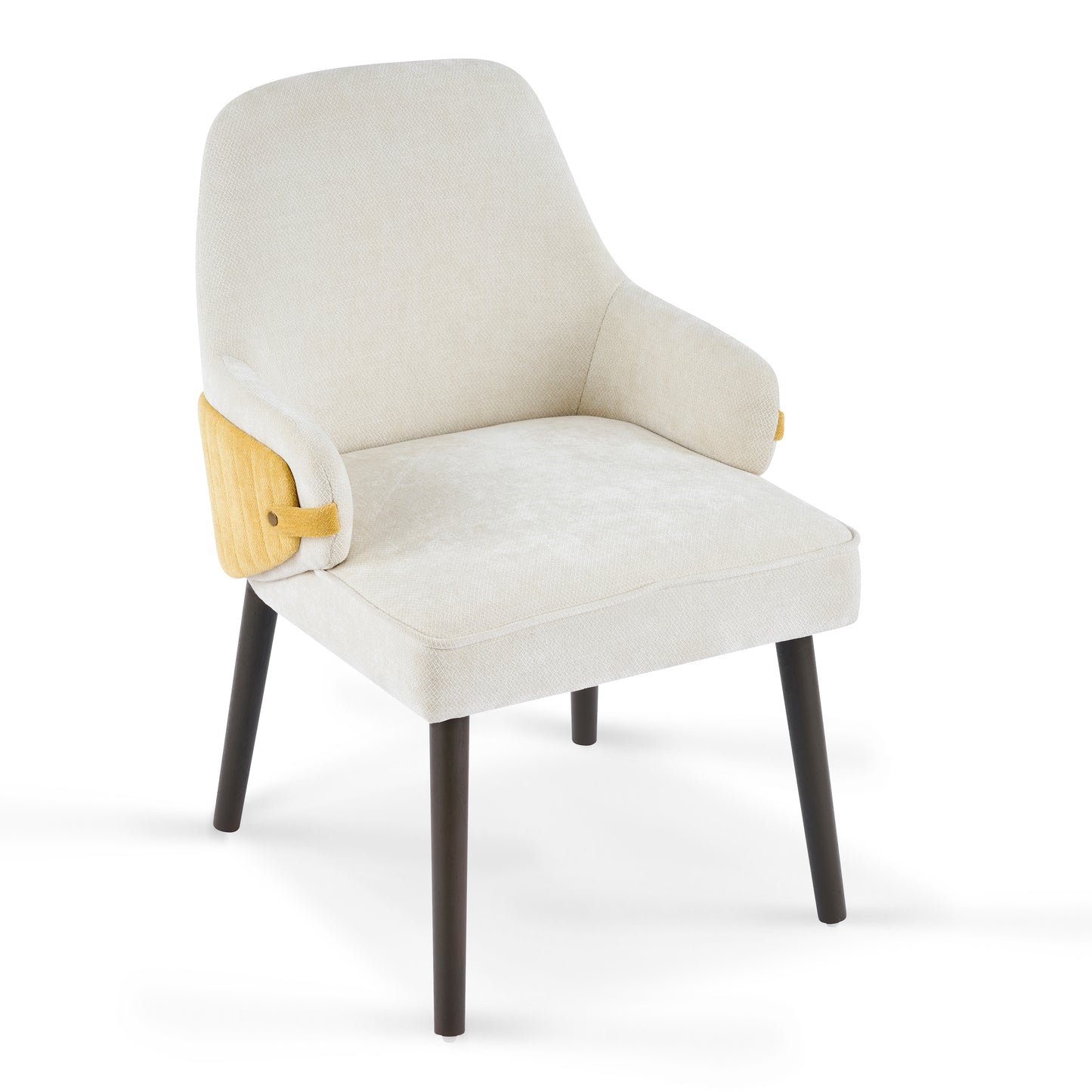 Beige & Yellow Fabric Dining Armchair - Set of 2 for Dining Room
