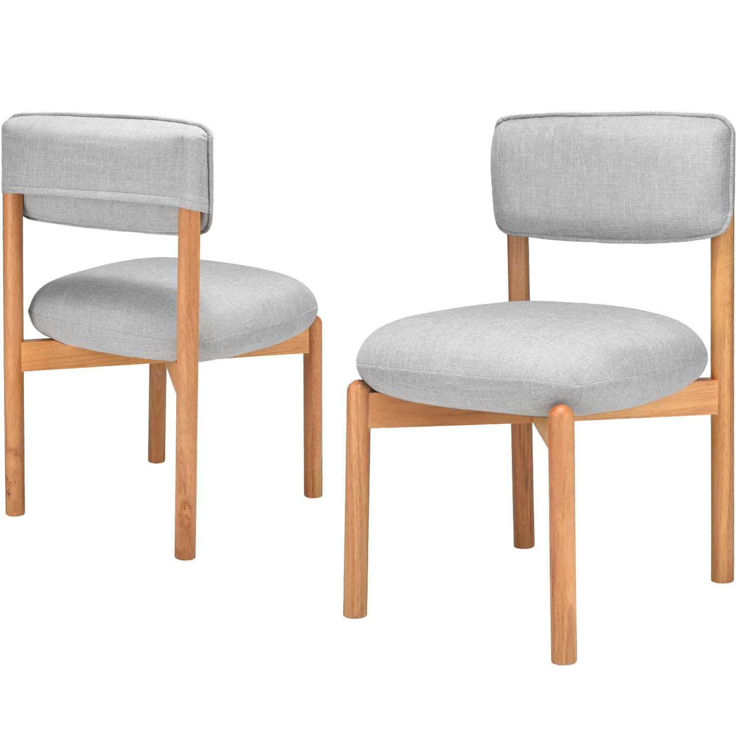 Modern Wooden Blended Linen Gray Dining Chair (Set of 2)
