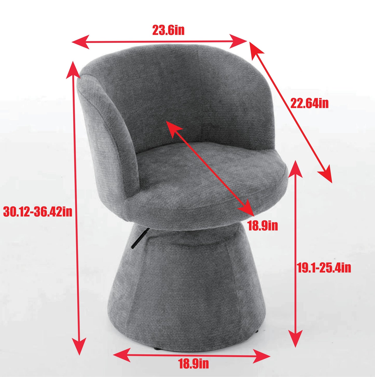 Adjustable Height Swivel Bar Stool - Terracotta Chenille Dining Chair