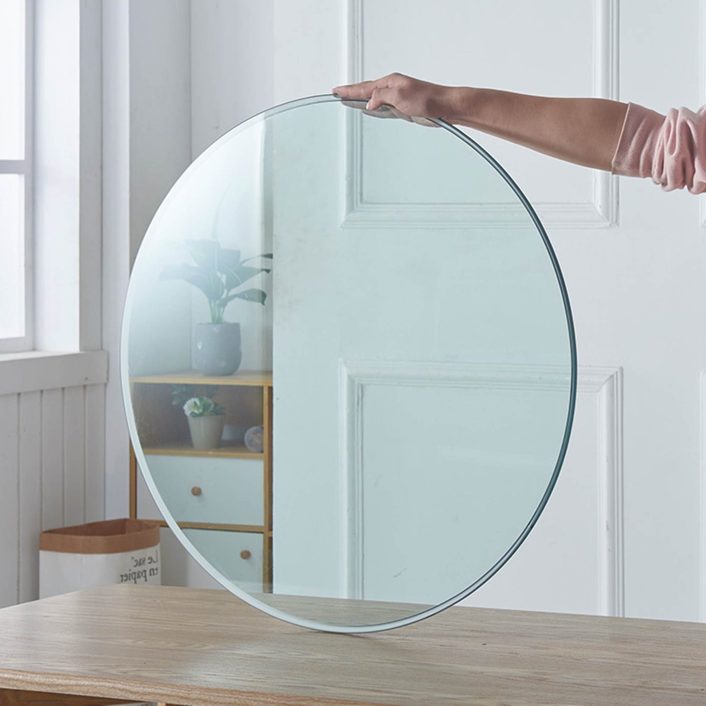 size:18.11 inch.Tempered glass table top round transparent table surface round glass table top round glass sheet.