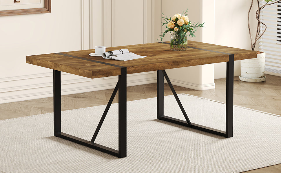 Rustic Wood Dining Table - Seats 4-6, Industrial Style