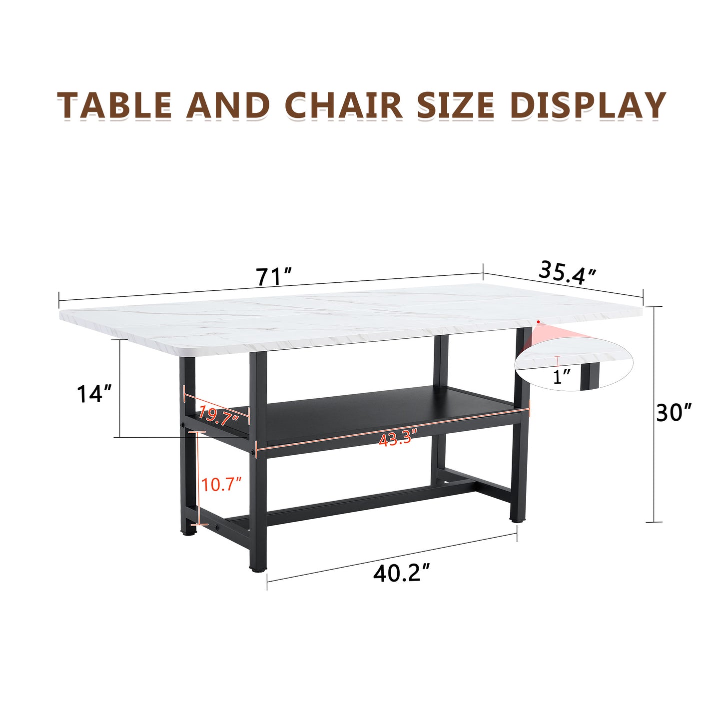 Minimalist White Black Dining Table with Storage and Metal Legs