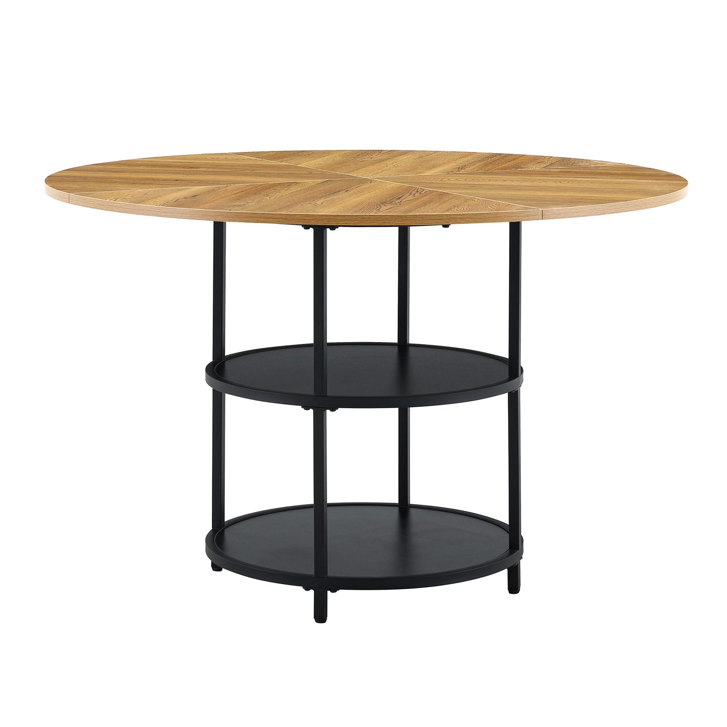 47.3 Inch Wood & Black Dining Table - Double Layer Storage for Dining Room