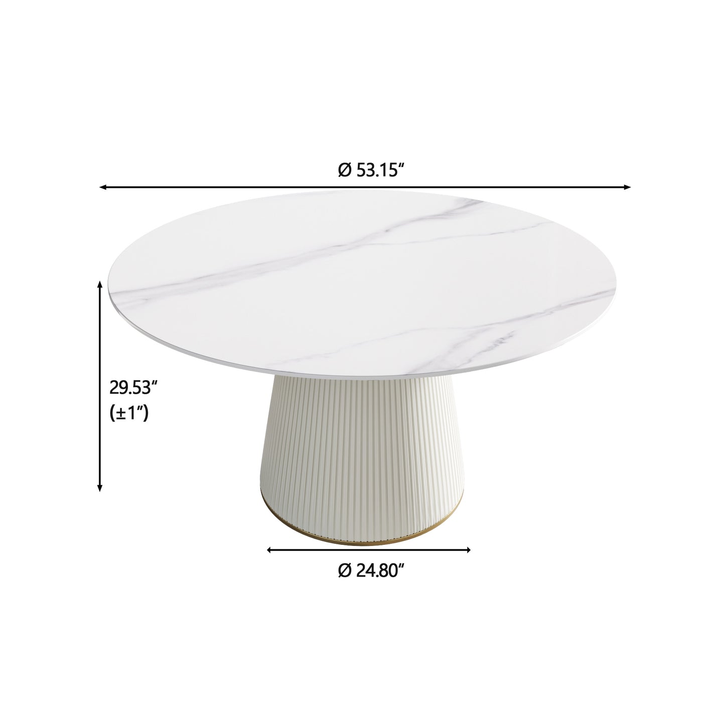 White Round Dining Table - 6 Person Capacity Sintered Stone
