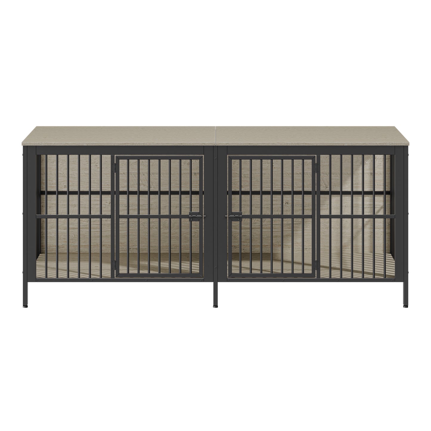 Grey Dog Crate End Table - 2 Door Pet Kennel for Living Room