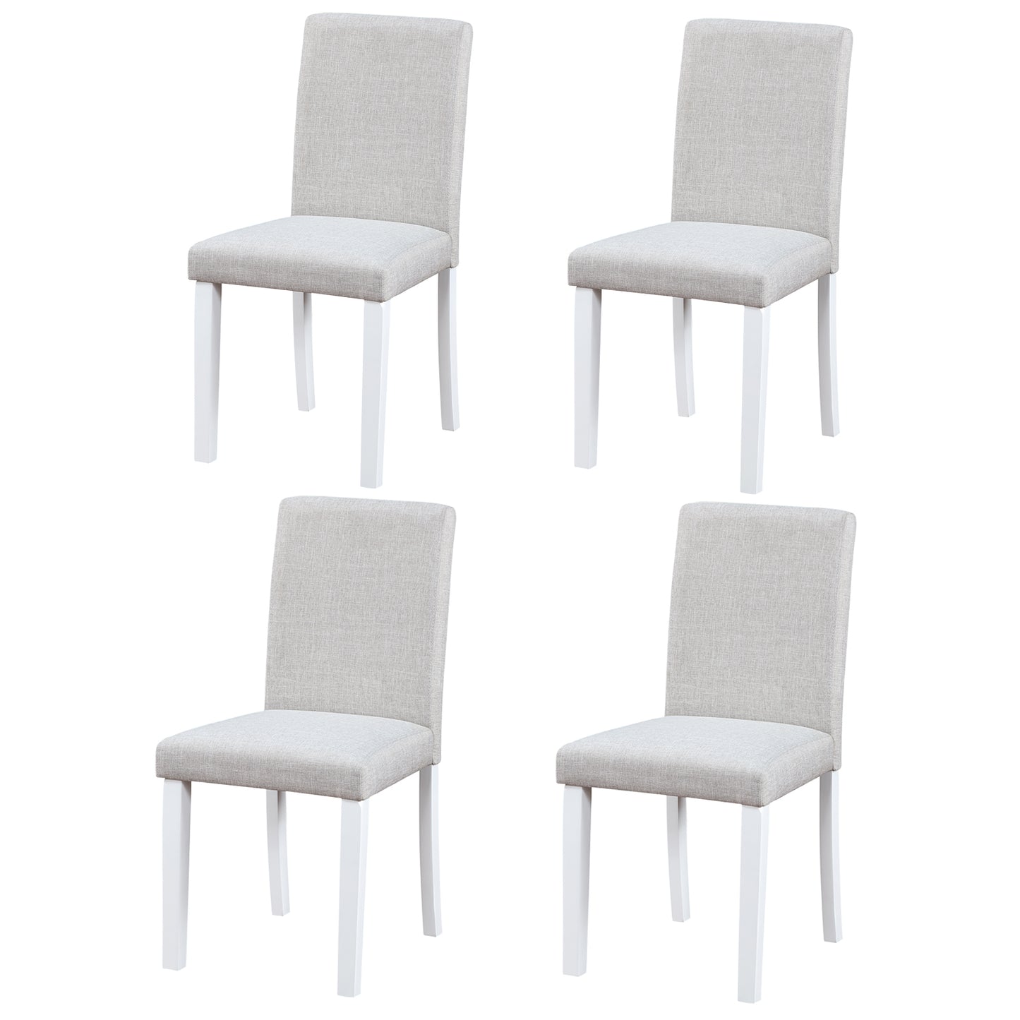 Dining Chairs Only, Dining Chairs set for 4, Kitchen Chair with Padded Seat, Side Chair for Dining Room, White & Gray