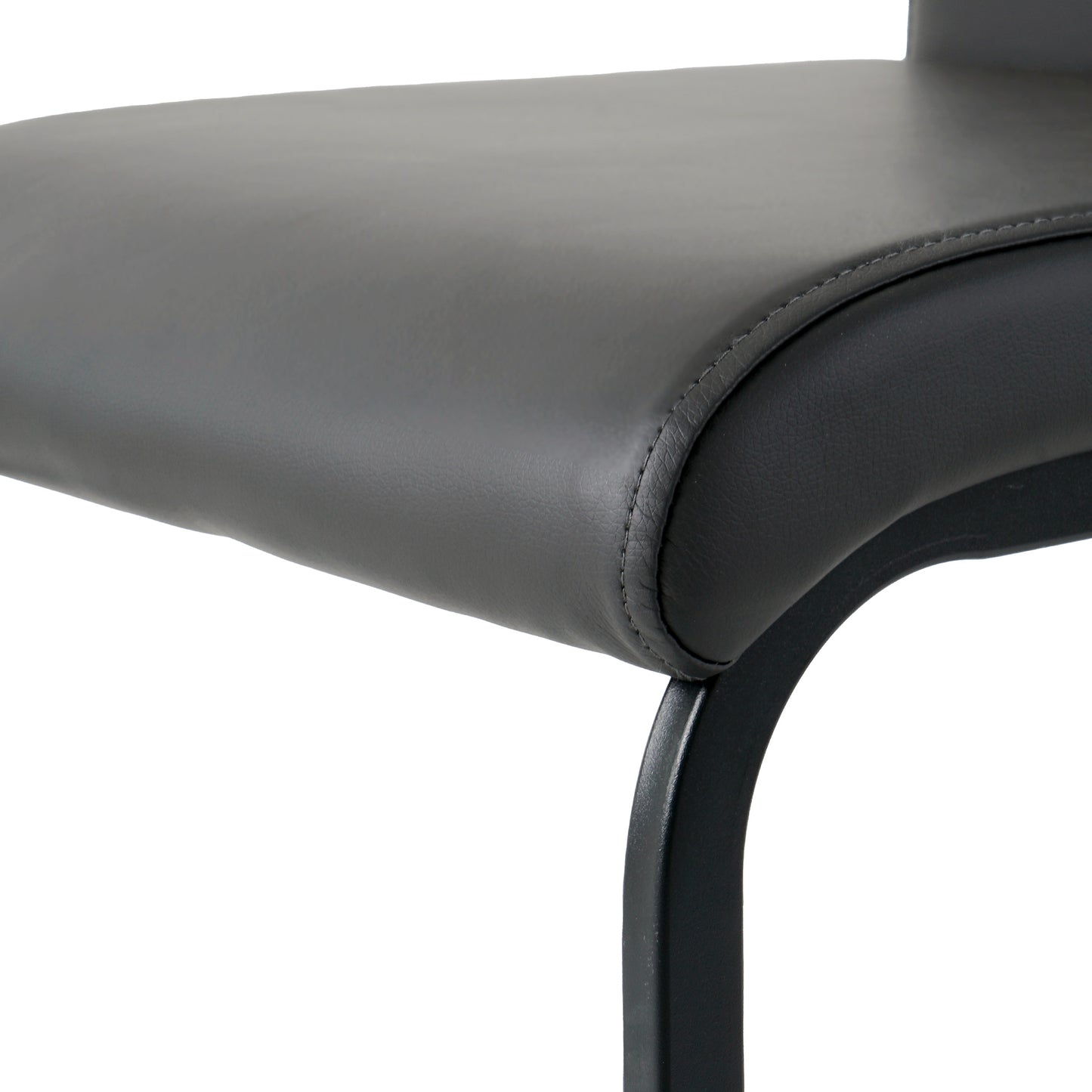 Charcoal Grey PU Dining Chairs with Metal Legs for Modern Kitchen