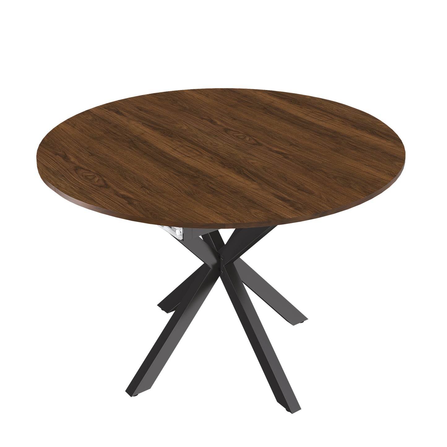 Round Walnut Dining Table - 42 to 58 Inch Extendable Table