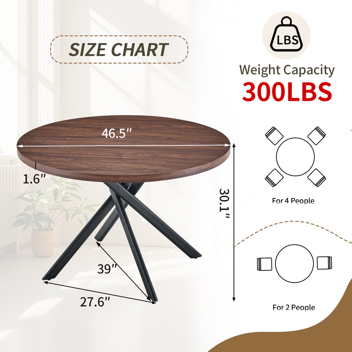 Dark Walnut MDF Dining Table with Radial Legs for Modern Dining Room