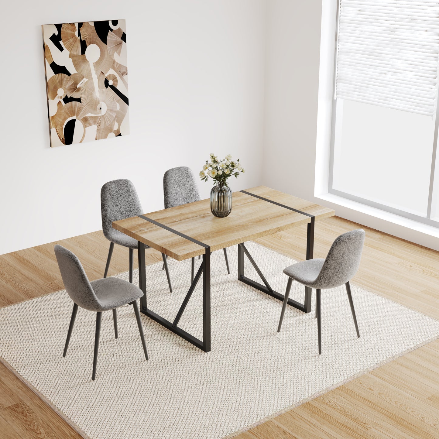 55" Modern Rustic Dining Table - Wood MDF, Seats 4-6