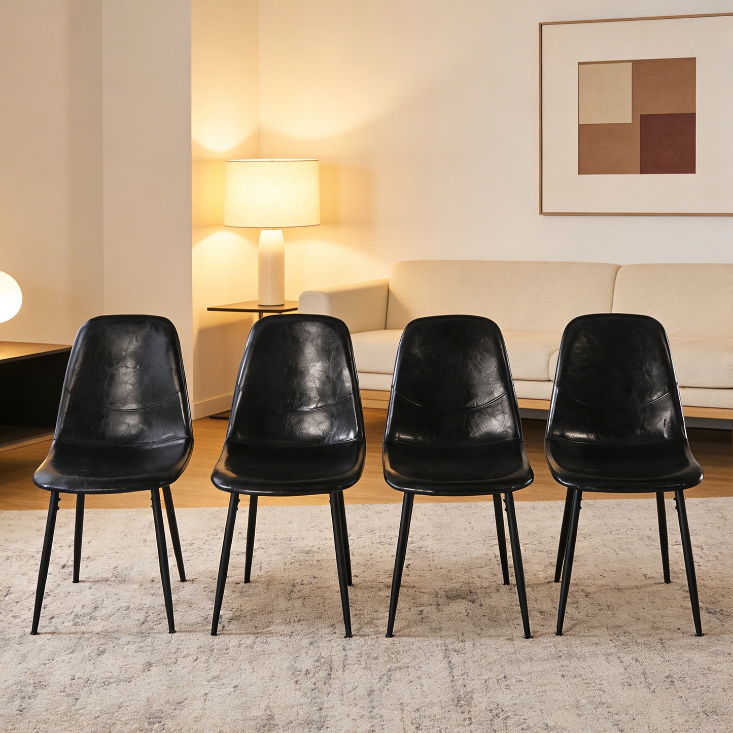 PU Dining CHAIR 4PCS BLACK
