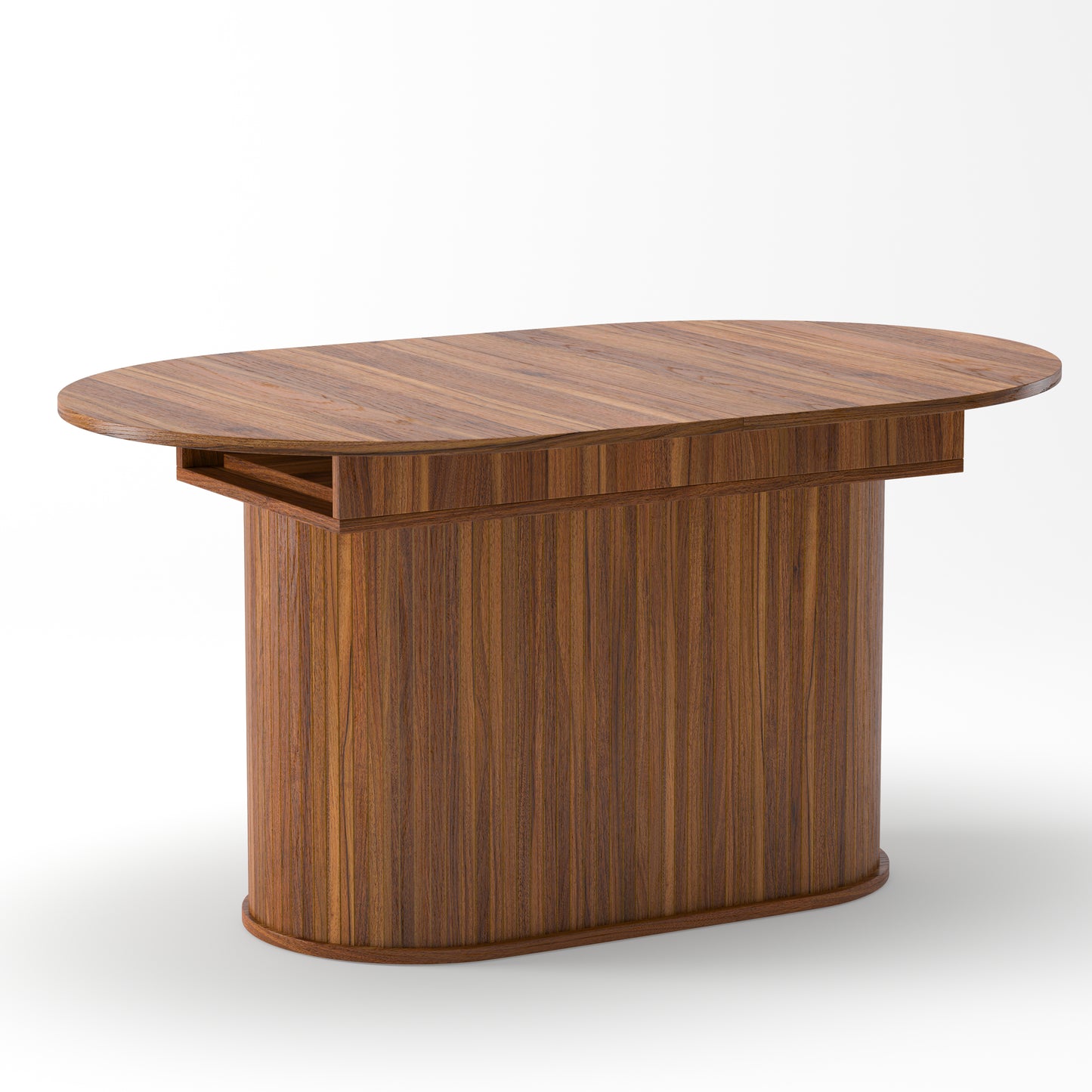 6-Person Walnut Extendable Dining Table - Modern Arc Shape