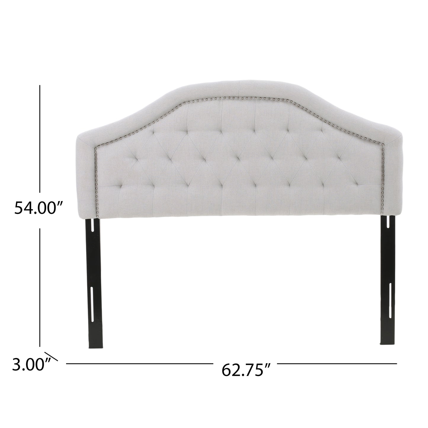 Queen Size Light Grey Fabric Upholstered Headboard