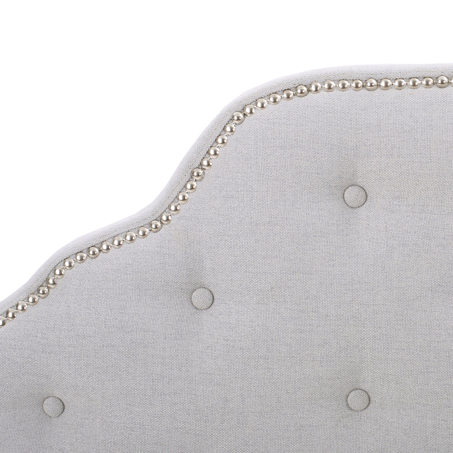 Light Grey Button Tufted Headboard Twin Size Upholstered for Bedroom