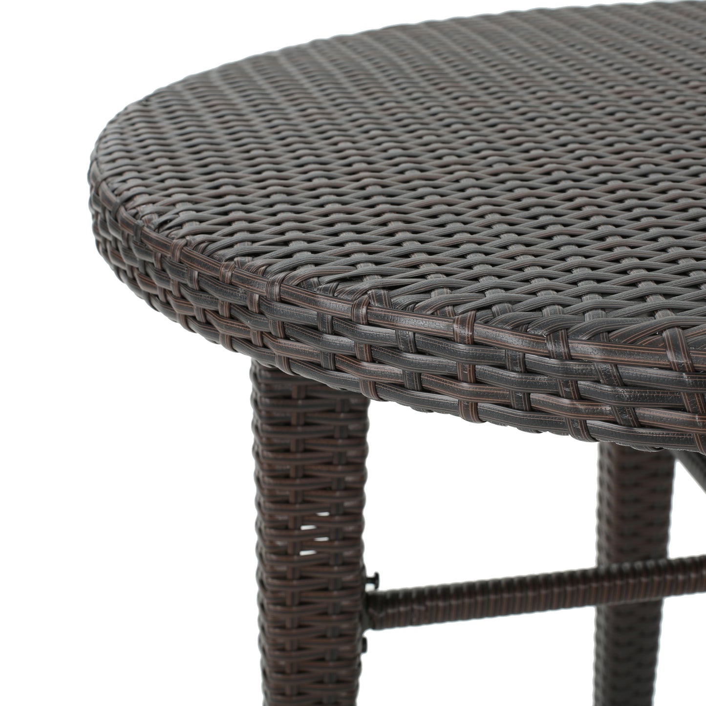 Rattan Round Bar Table - Brown Multi