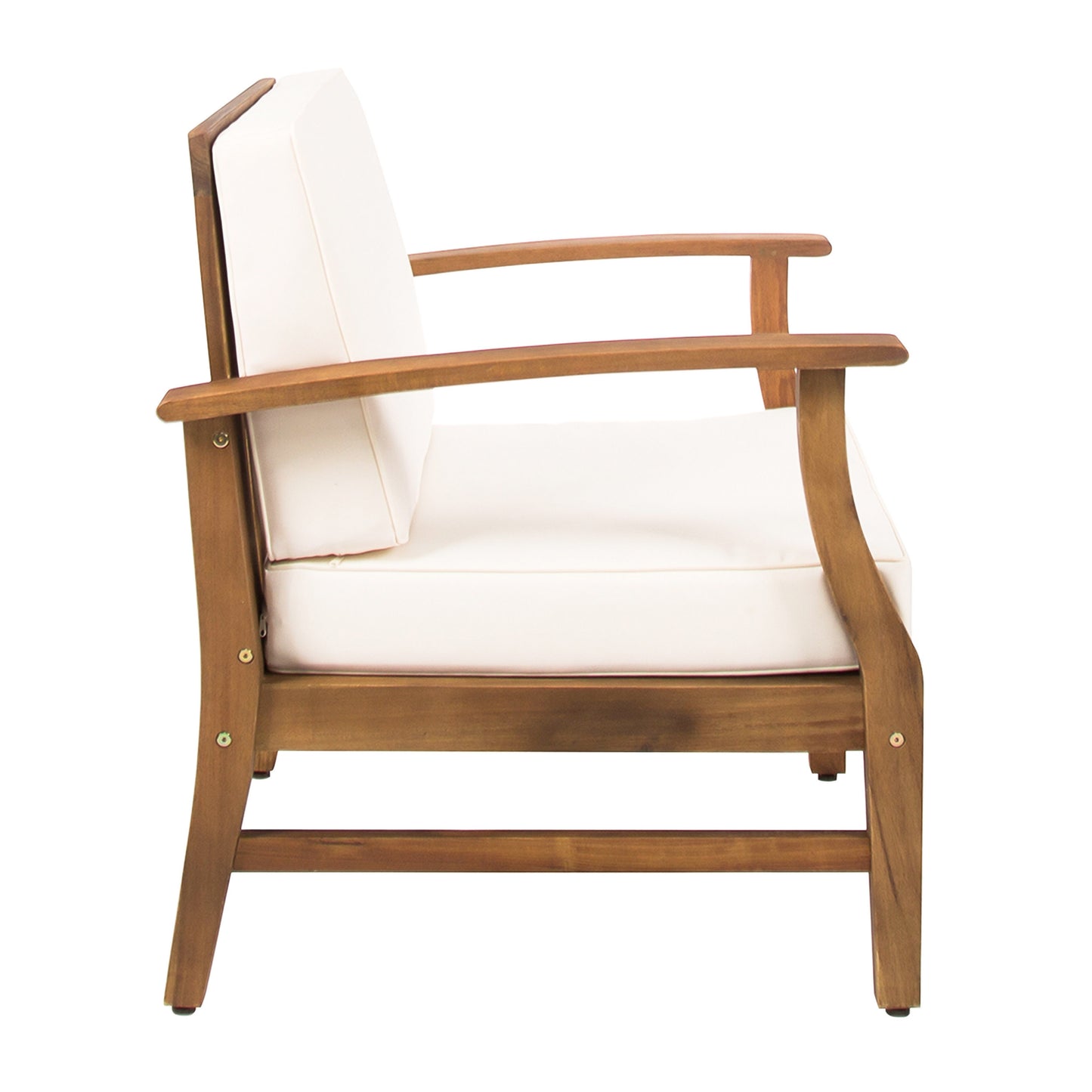 Cream Acacia Wood Club Chair for Garden Patio Seating