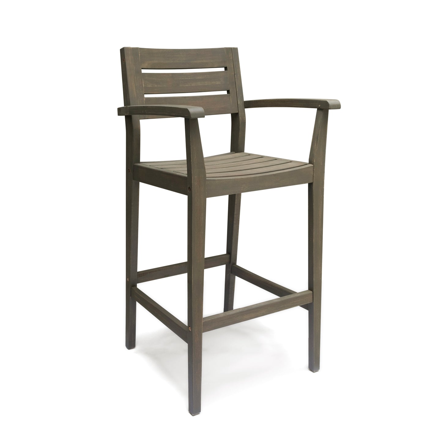 Grey Wood Bar Stools - 4 Piece Set for Patio Outdoor Spaces