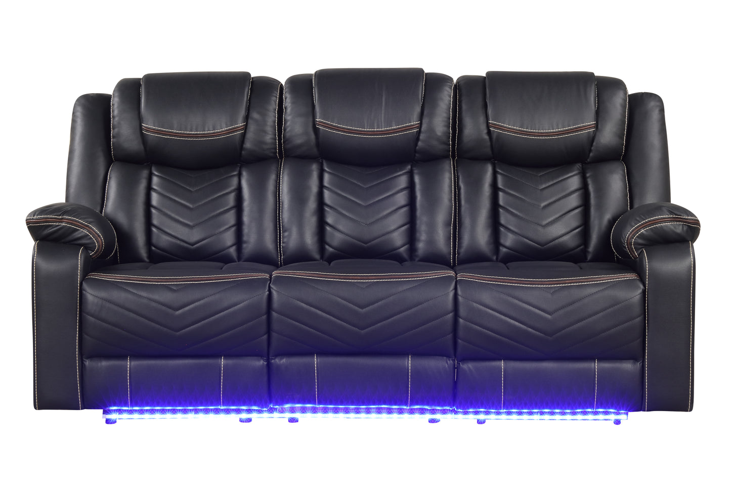 Challenger Modern Contemporary LED Power Recliner Sofa including cup holders made with wood and metal frame in Black