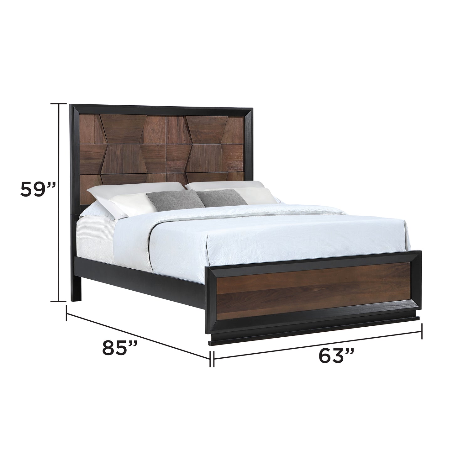 Walnut Wood Queen Bed Frame - Traditional Style