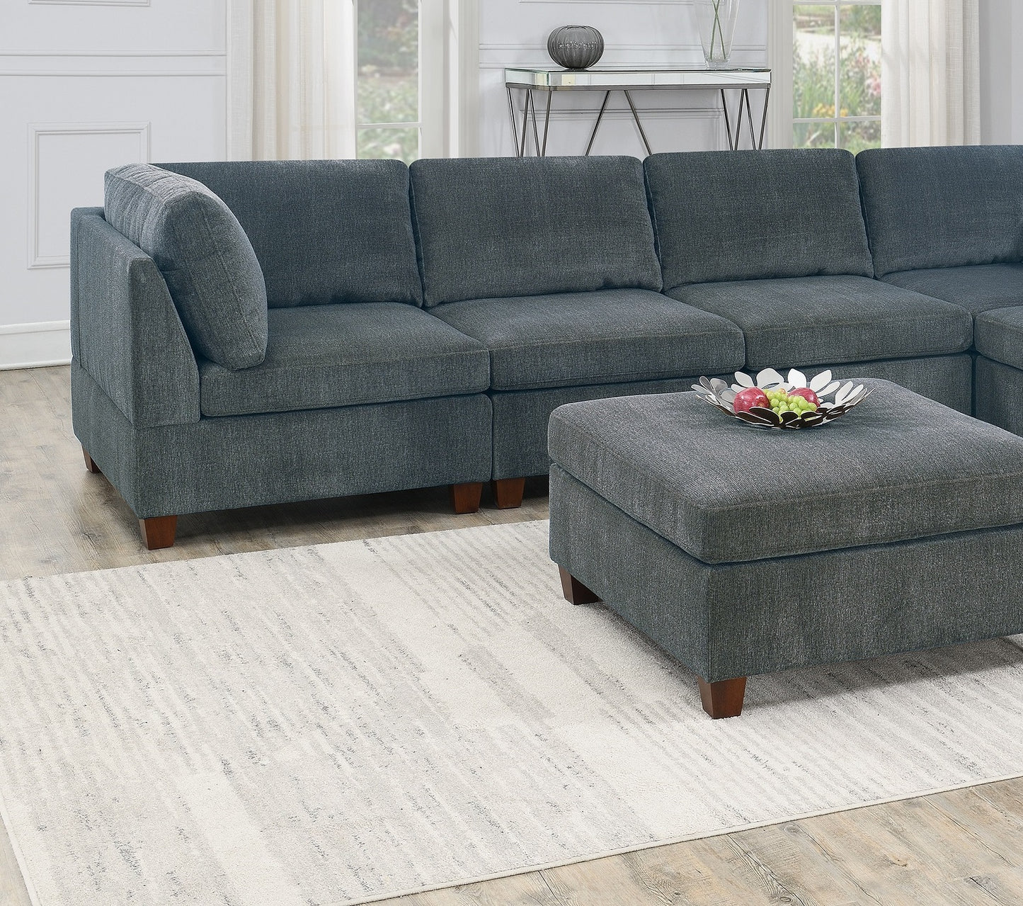 Grey Chenille Armless Sofa - 30" W for Home Spaces for Living Room